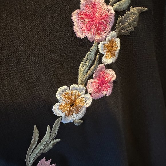 Yours London Black with Flowers Blouse - Picture 4 of 6